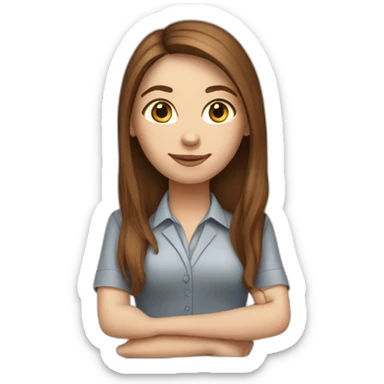 white-girl-with-long-brown-hair-office worker sticker