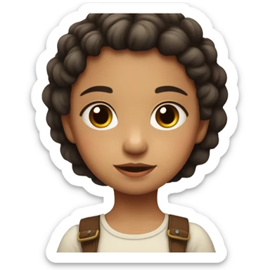 Niña con pelo rojo oscuro y piel levemente morena sticker