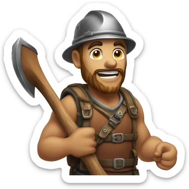 hapy mountainer with axe sticker