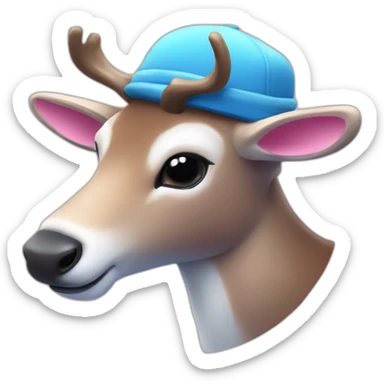 humanoid-reindeer-with-blue-nose-pink-hat-chibbi sticker
