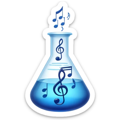 blue flask beaker with music coming out sticker