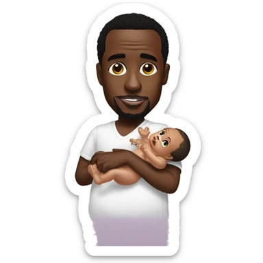 p diddy holding a baby sticker