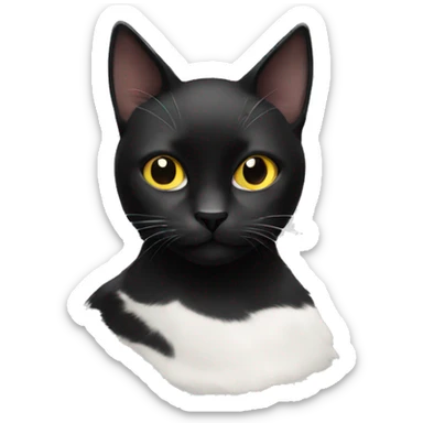 black cat with a black and white cat sticker