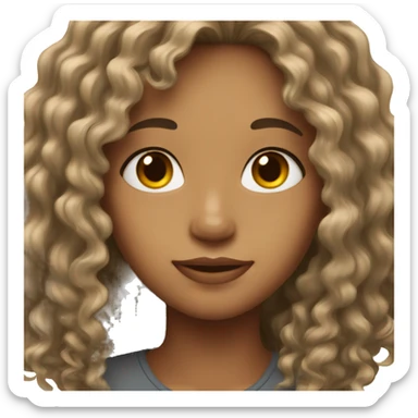 A young woman with light brown skin long curly black hair sticker
