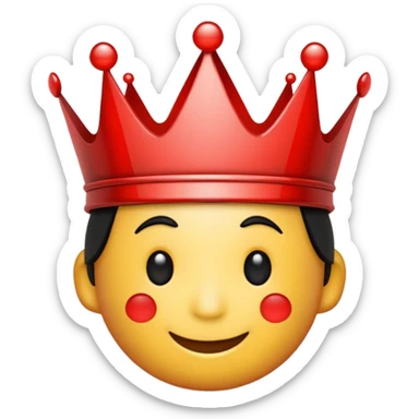 2D emoji, black crown, glowing red stripes in random pattern sticker