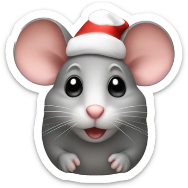 mouse with Christmas hat  sticker