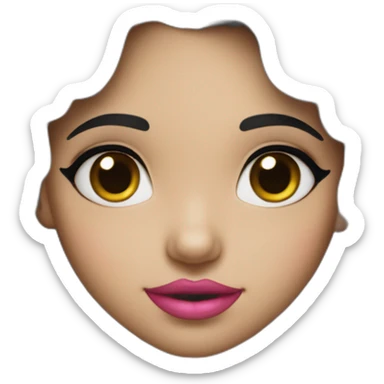A cute Métis girl with a very clear complexion. She has black hair with large curls, which descend to her shoulders, and a pink lipstick on luscious lips. sticker