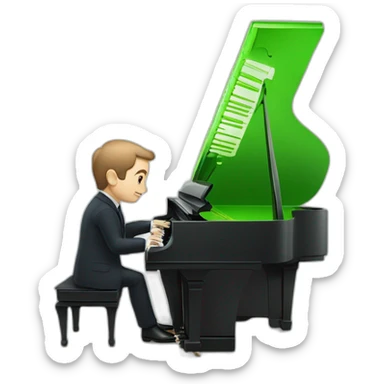 macron qui joue du piano avec de l'eau de chaton vert sticker
