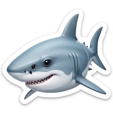 Cinematic Noble Shark Portrait Emoji, Poised and regal, with a sleek, powerful build and a smooth, streamlined body in icy gray and white tones, deep-set soulful piercing eyes, Simplified yet sharp and sophisticated features, highly detailed, glowing with a soft, dignified glow, high shine, intelligent and formidable, stylized with an air of oceanic majesty, focused and attentive, soft glowing outline, capturing the essence of a watchful and confident predator, so majestic it feels as though it could glide out of the screen with effortless authority! sticker