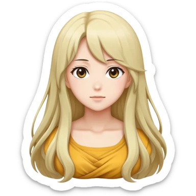 Anime girl with large bust size, generous figure, long hair sticker