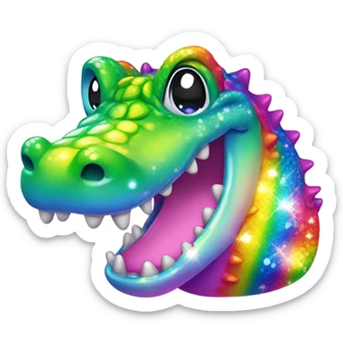 Lisa Frank sparkle rainbow cute alligator  sticker