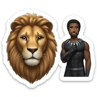 Lion with beautiful black panther sticker