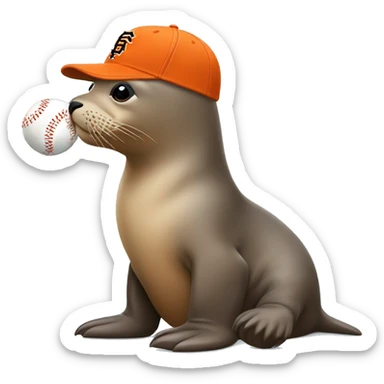 sea lion with a san francisco giants baseball cap sticker