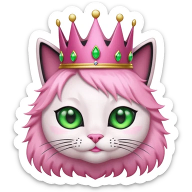 black cat with a sparkling pink crown sticker