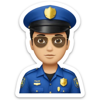 man police with hair style and hats and sun glasses black dress sticker
