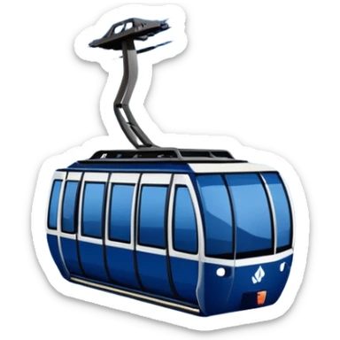 create a cablecar emoji in winter with the logo of Bergbahnen Adelboden Lenk. make it navy dark blue. and add the words: Lenk  sticker