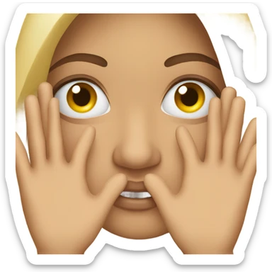 Woman peeking out from hands in front of eyes sticker