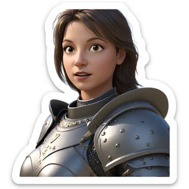 girl in armor by castle sticker
