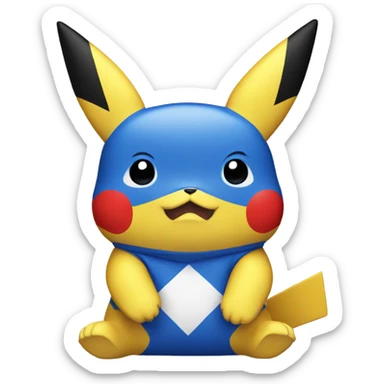 Pikachu with a red Blue and white t-shirt sticker