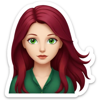 burgundy long haired woman sticker