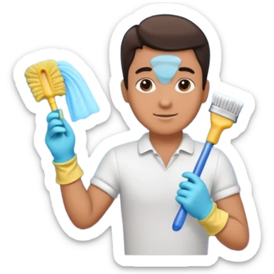 man Cleaning the bathroom sticker