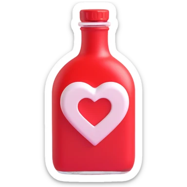 3D style, heart-shaped pink bottle, no face or character sticker