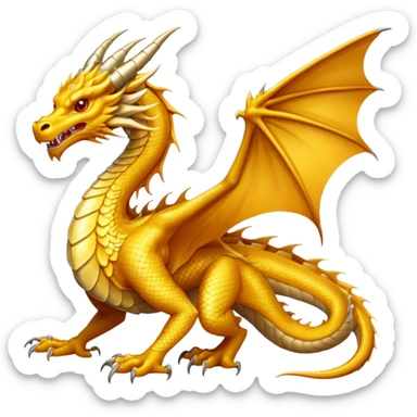 a golden dragon with two legs and two wings sticker