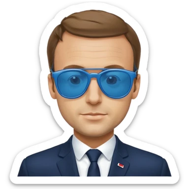 Emmanuel macron with blue sunglassesEmmanuel macron with blue sunglasses sticker
