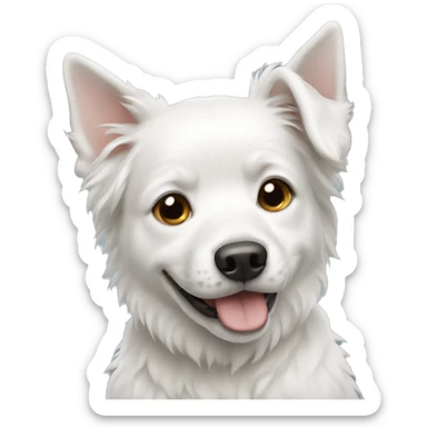 White dog sticker