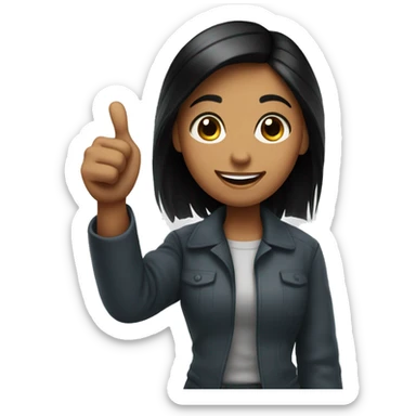 A black-haired girl giving a thumbs-up sticker