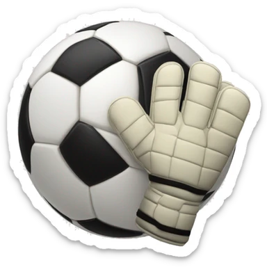 A soccer ball with goalie gloves around it sticker