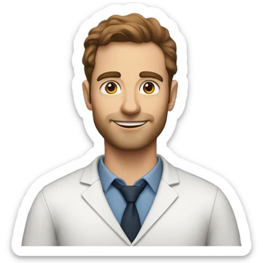 30-yo white male professor, beardless, with brown hair and eyes sticker
