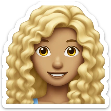 blonde girl blonde long curly hair winking sticker