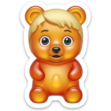 gummy bear with eyes and blond hair sticker