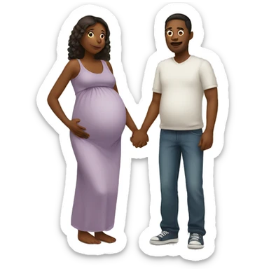 A pregnant woman with her husband  sticker