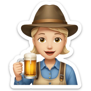 Erstelle smilie "zwinkerndes Gesicht" mit Bierkrug und Hut sticker