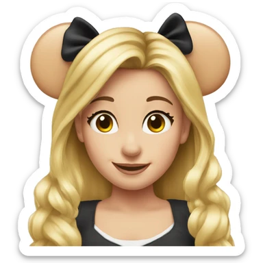 Minnie ears on girl with long blonde hair sticker