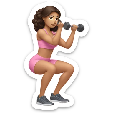 Brunette women squatting weights in light pink sticker