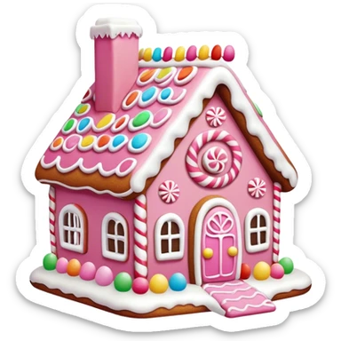 A pink gingerbread house sticker