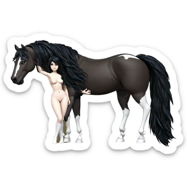 nude girl with horse sticker