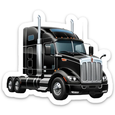 2026 Black Kenworth T680 Flat Top Semi Sleeper with stacks make realistic sticker