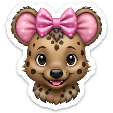 hyena with a pink bow, happy expression sticker