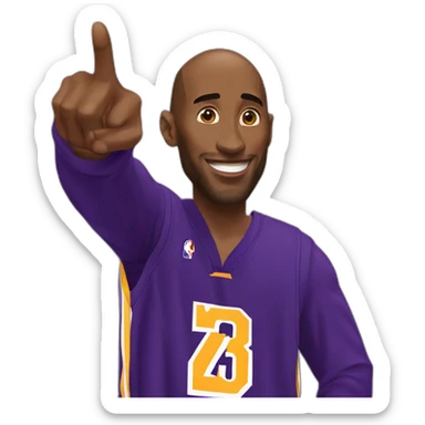 Kobe Bryant points his finger up in warning sticker