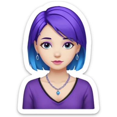 Girl with black blue and purple hair sticker