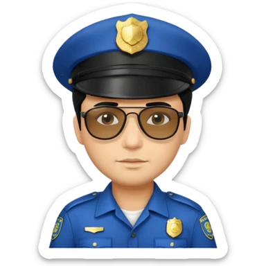 man police with hair style and hats and sun glasses sticker