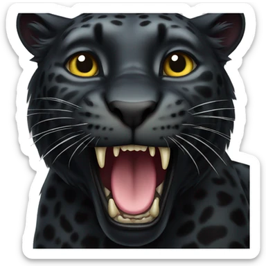 winged black leopard roaring sticker