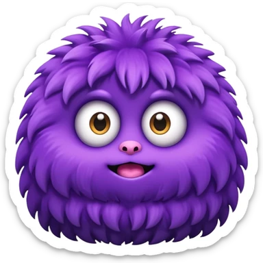 A round fluffy monster with big sparkling eyes sticker