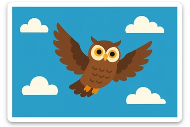 Flat design style owl in the sky sticker