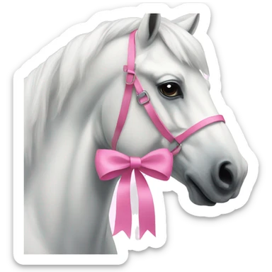 A white horse with pink bow sticker