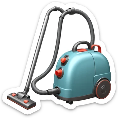 vintage vacuum cleaner cleaning dust from a carpet, old-fashioned design, metal body, visible dust being sucked in, classic household appliance, retro style, 3D cartoon, mobile game icon style, centered, clean background, no people, no animals, no text, no watermark
 sticker